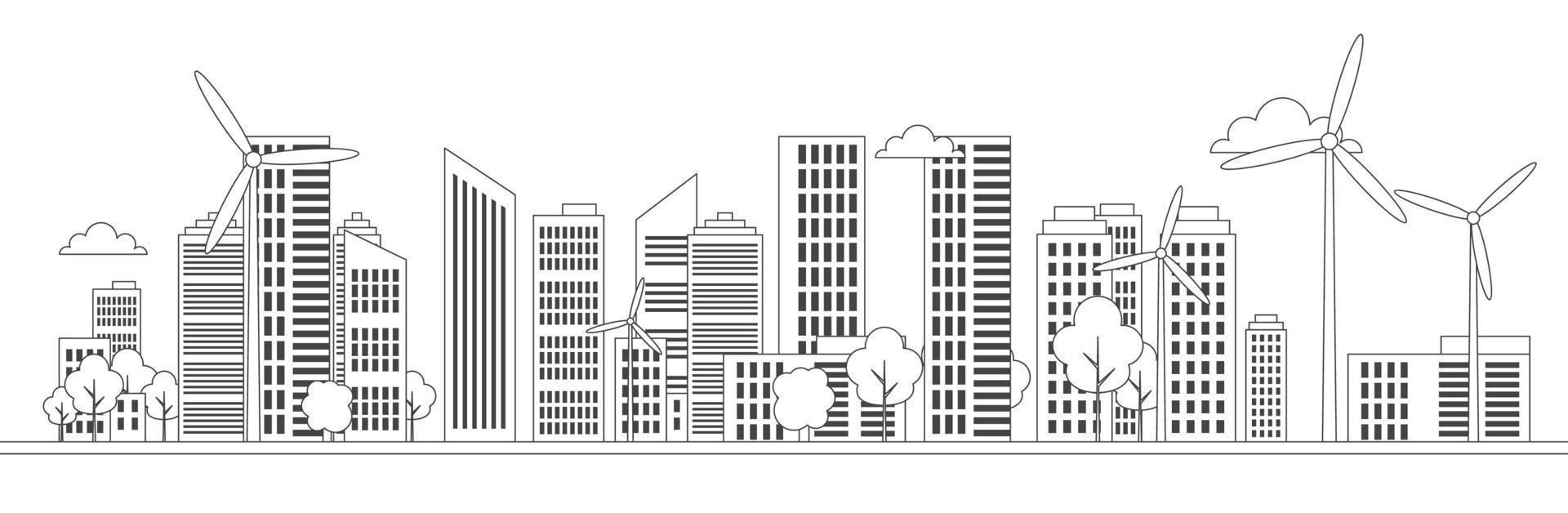 schema verde città vento turbine vettore illustrazione.