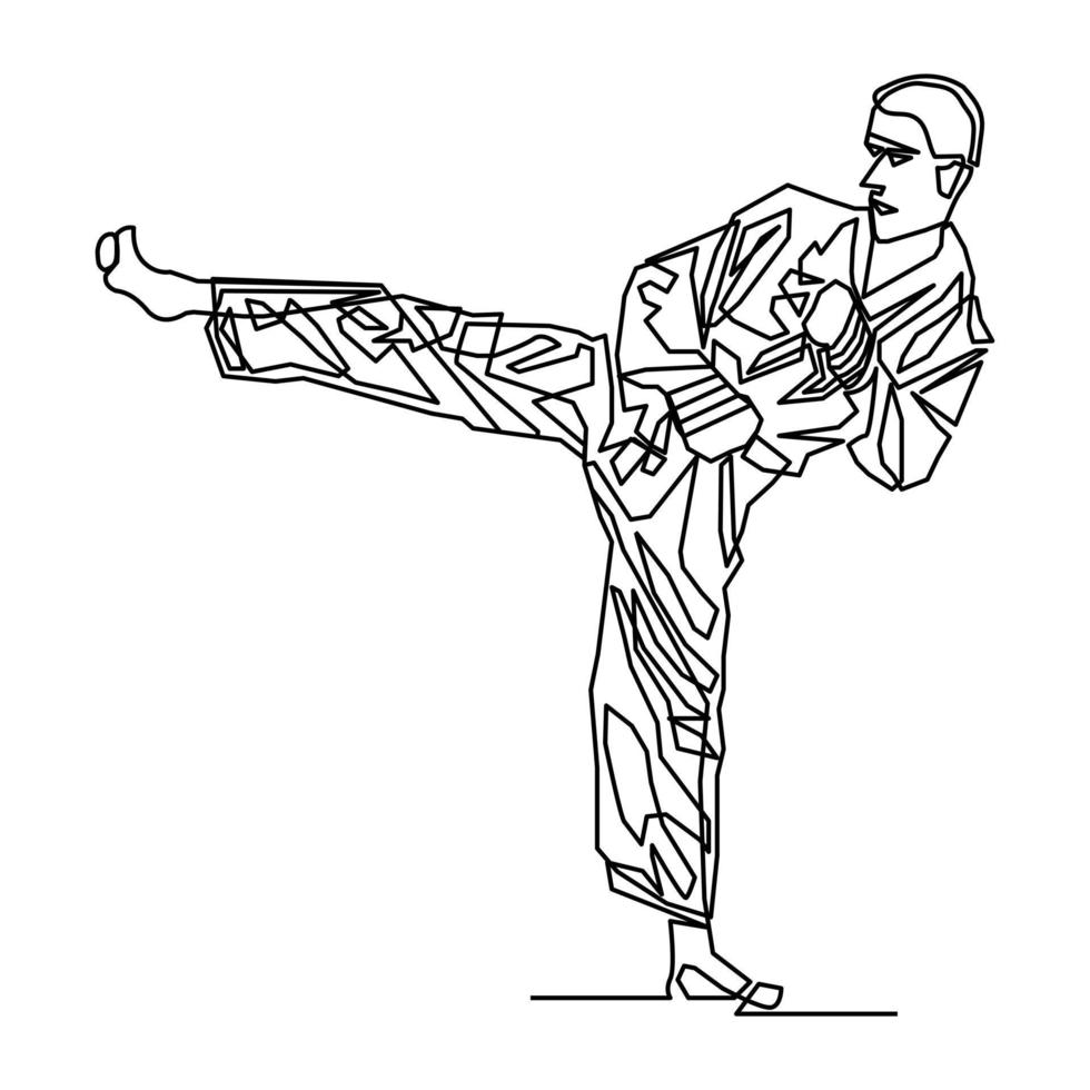 karateka singolo continuo linea vettore