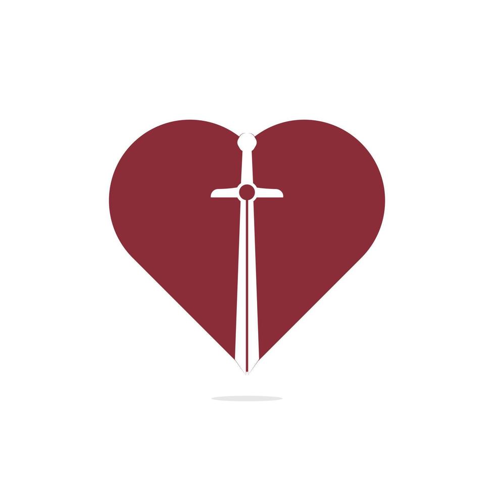 spada cuore forma concetto illustrazione design logo, spada logo vettore