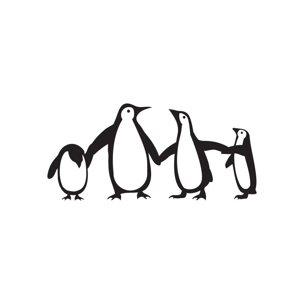 pinguino famiglia nel diverso pose icona vettore