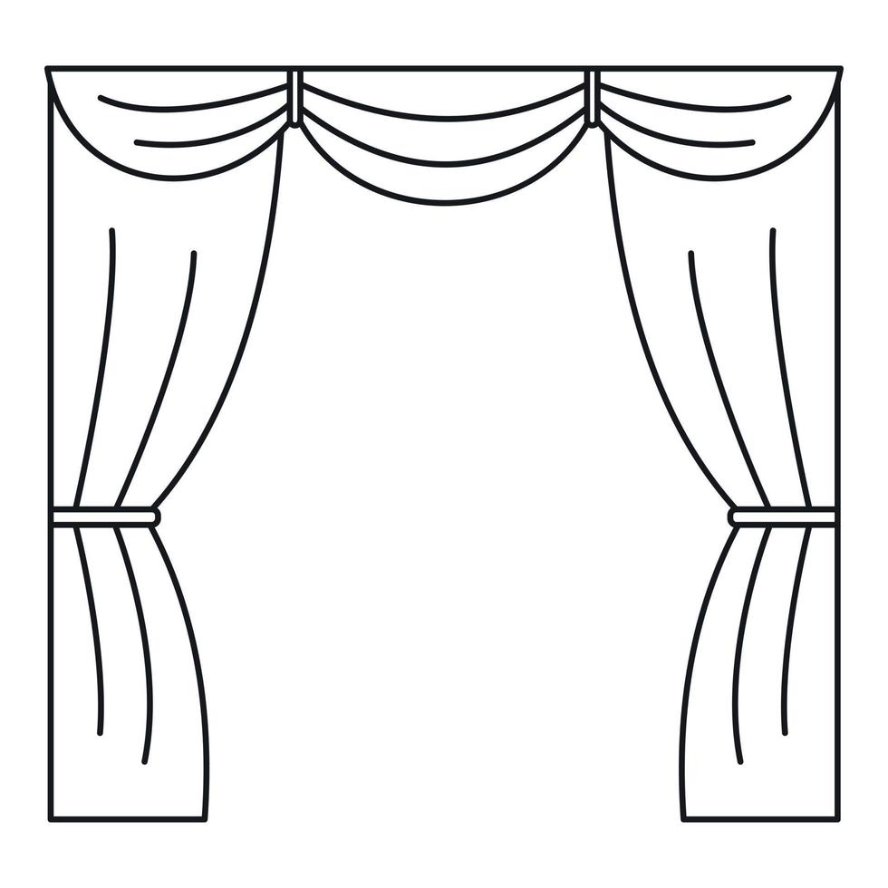 tenda su palcoscenico icona, schema stile vettore