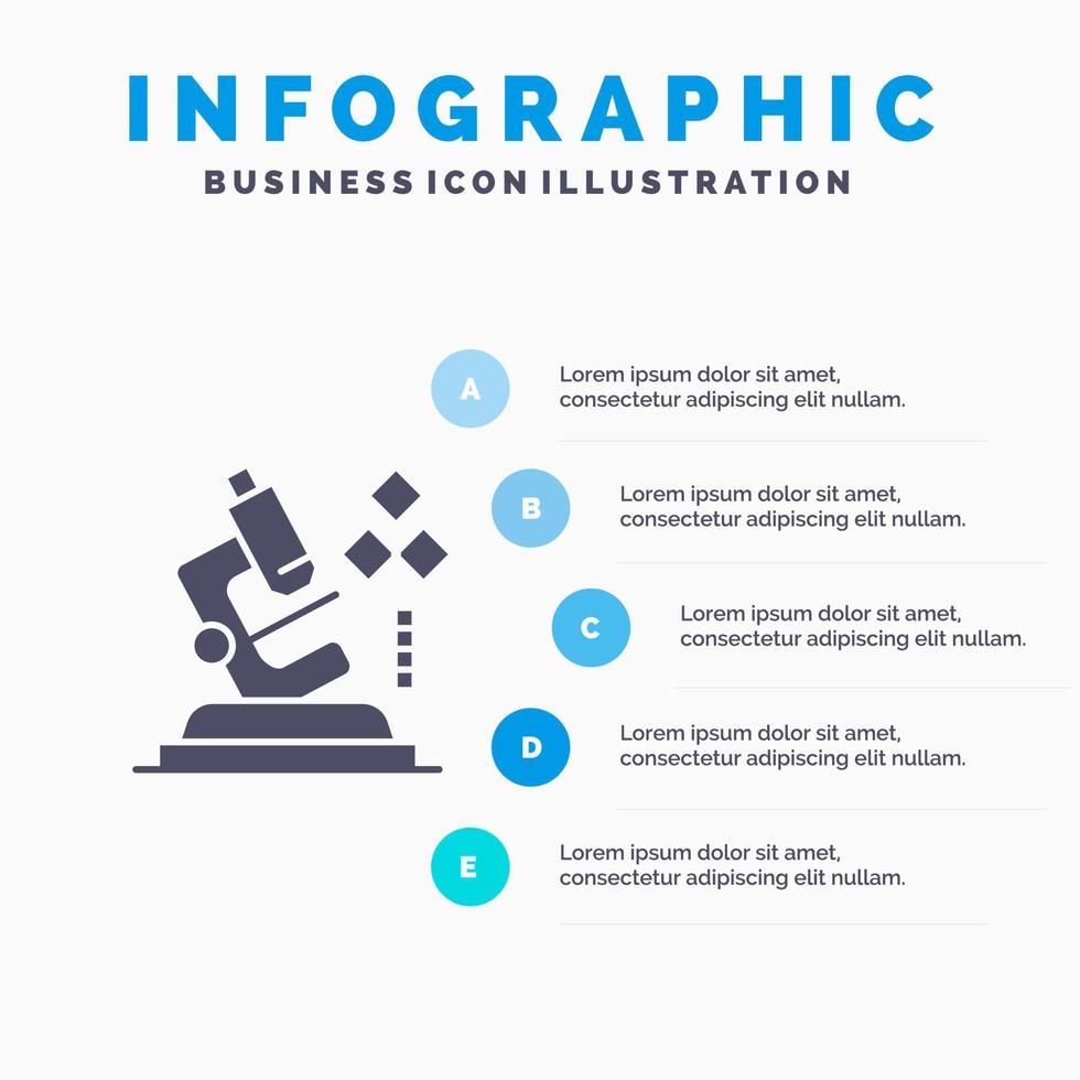 microscopio scienza laboratorio medico solido icona infografica 5 passaggi presentazione sfondo vettore