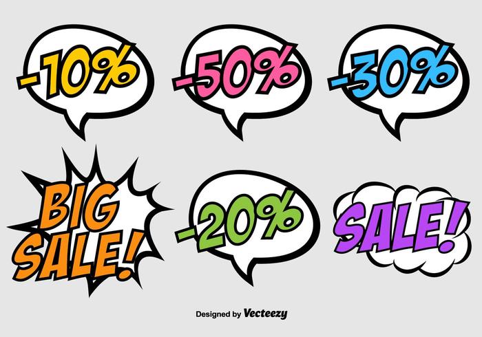 Vector Speech Bubbles su stile Pop Art - banner di sconto