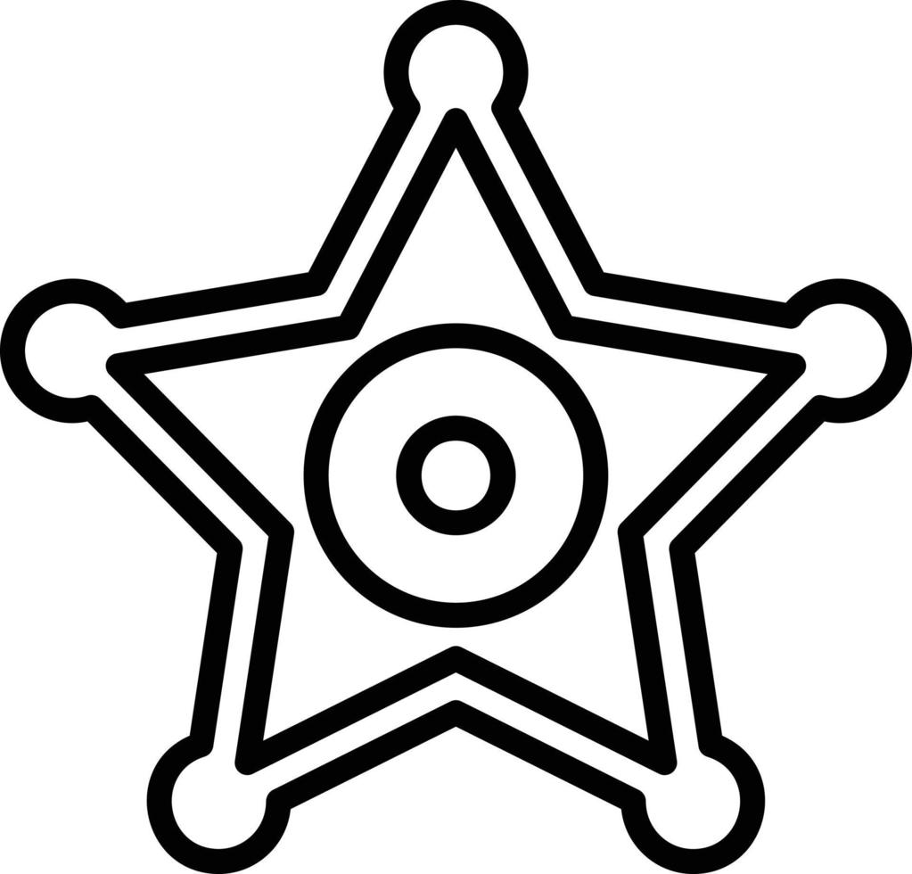 icona della linea del distintivo dello sceriffo vettore
