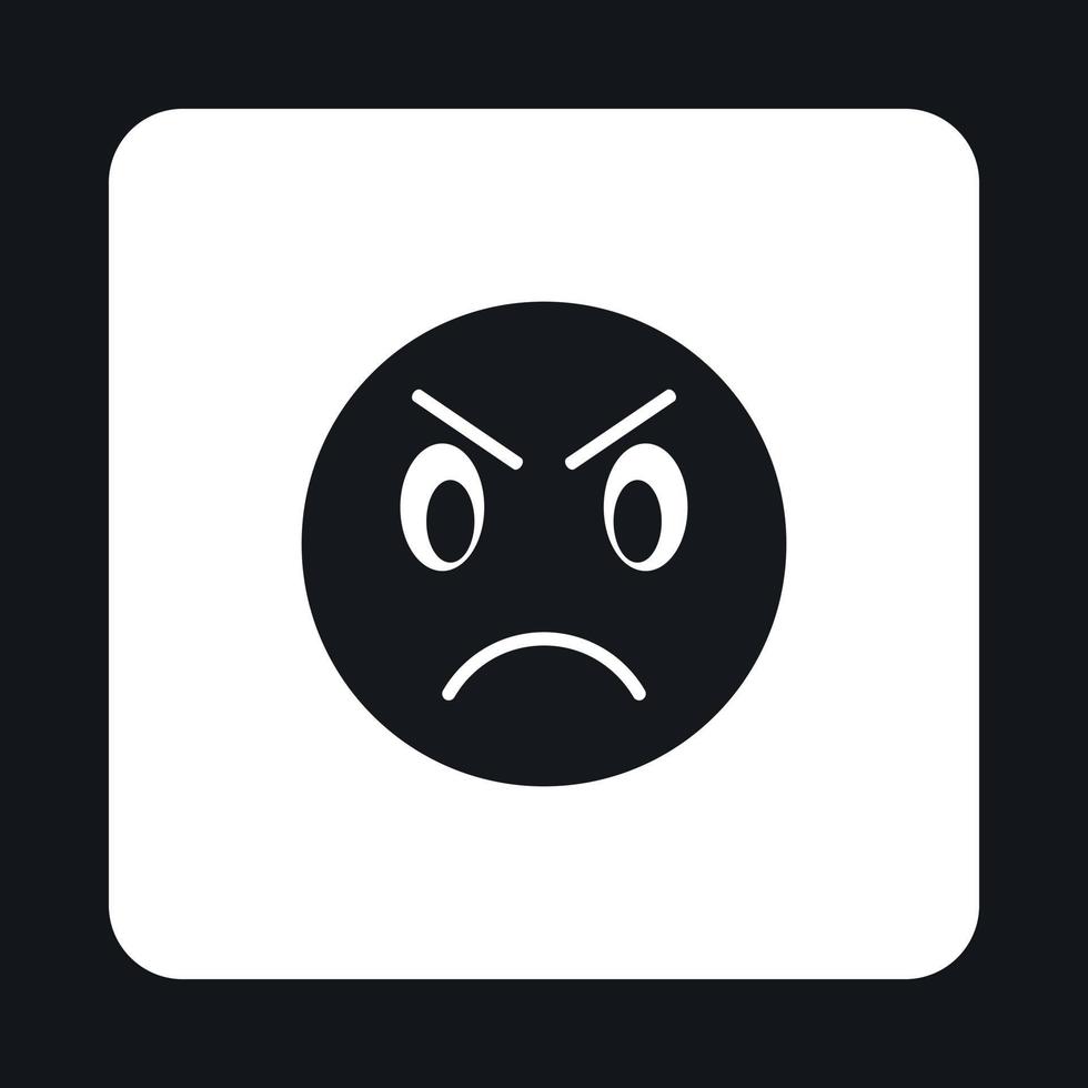 arrabbiato emoticon icona, semplice stile vettore