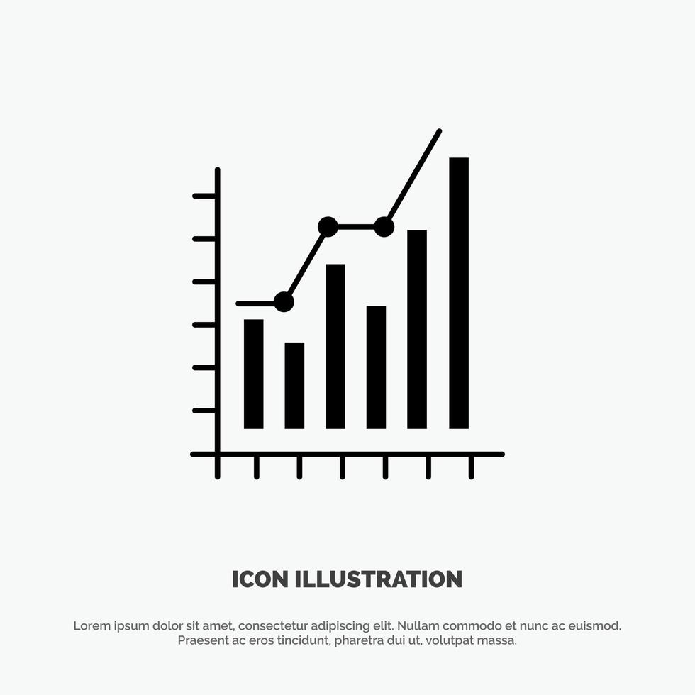 grafico analitica attività commerciale diagramma marketing statistica tendenze solido glifo icona vettore