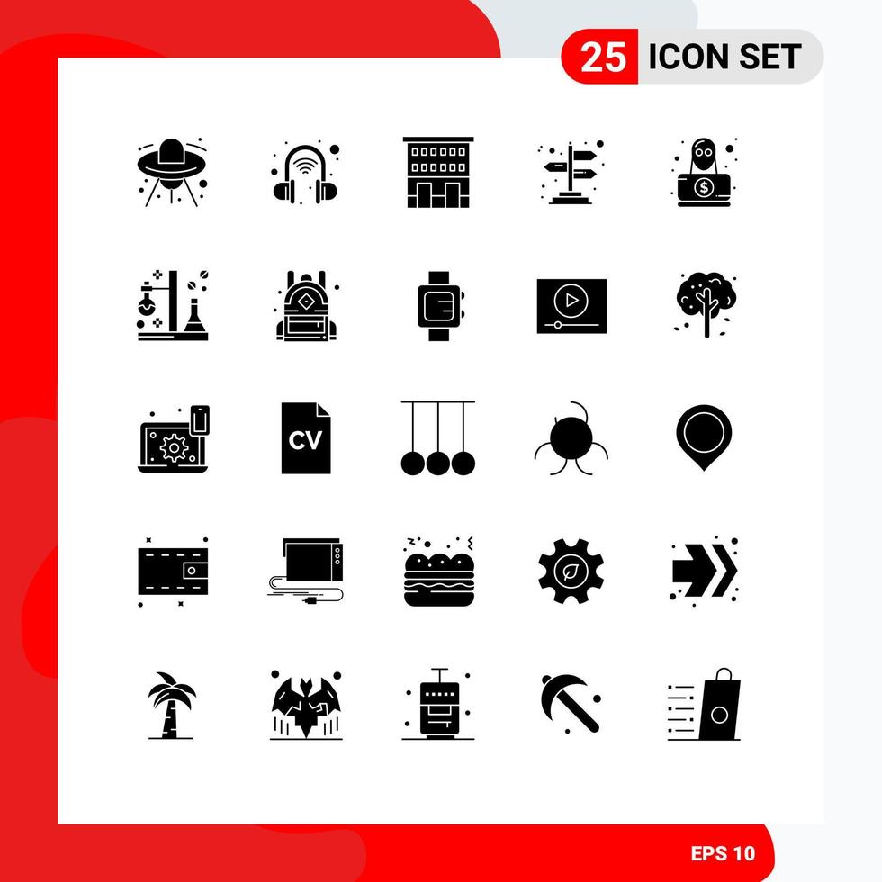 universale icona simboli gruppo di 25 moderno solido glifi di spiare investigatore Casa indicazioni frecce modificabile vettore design elementi