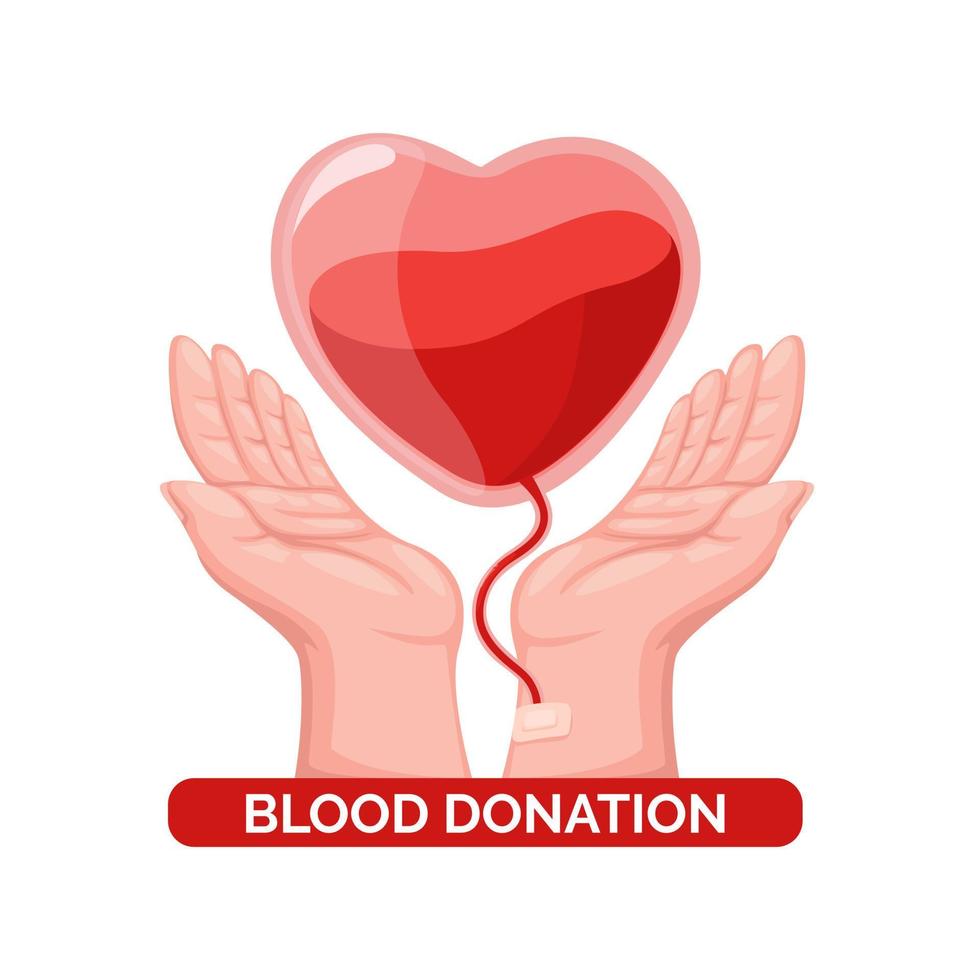 sangue donazione nel mano simbolo beneficenza cartone animato illustrazione vettore