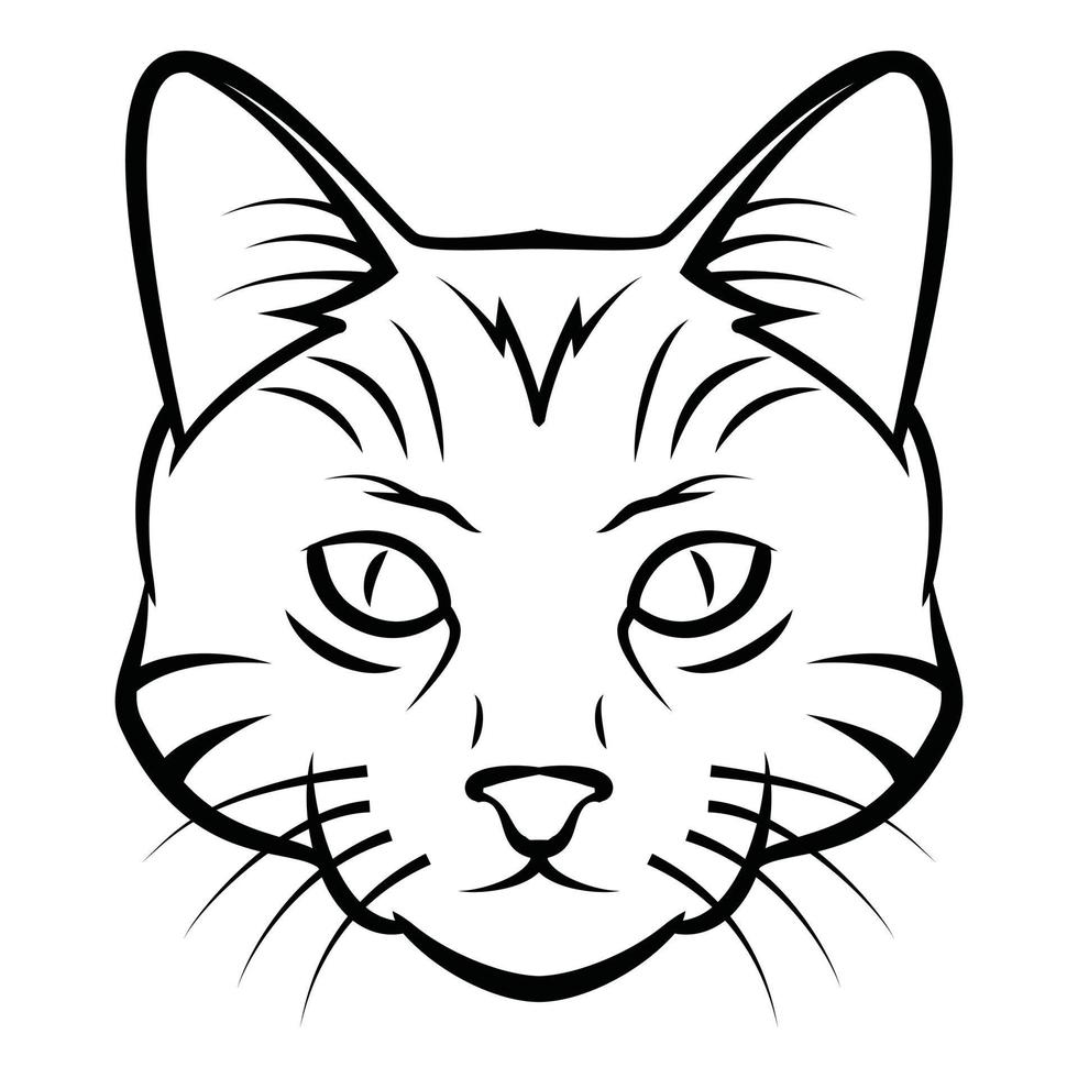 gatto testa nero e bianca illustrazione vettore