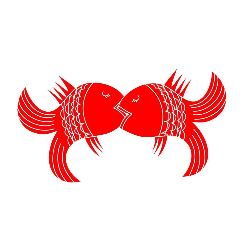 bacio di Due pesce vettore illustrazione di Due rosso pesce su un' bianca sfondo.