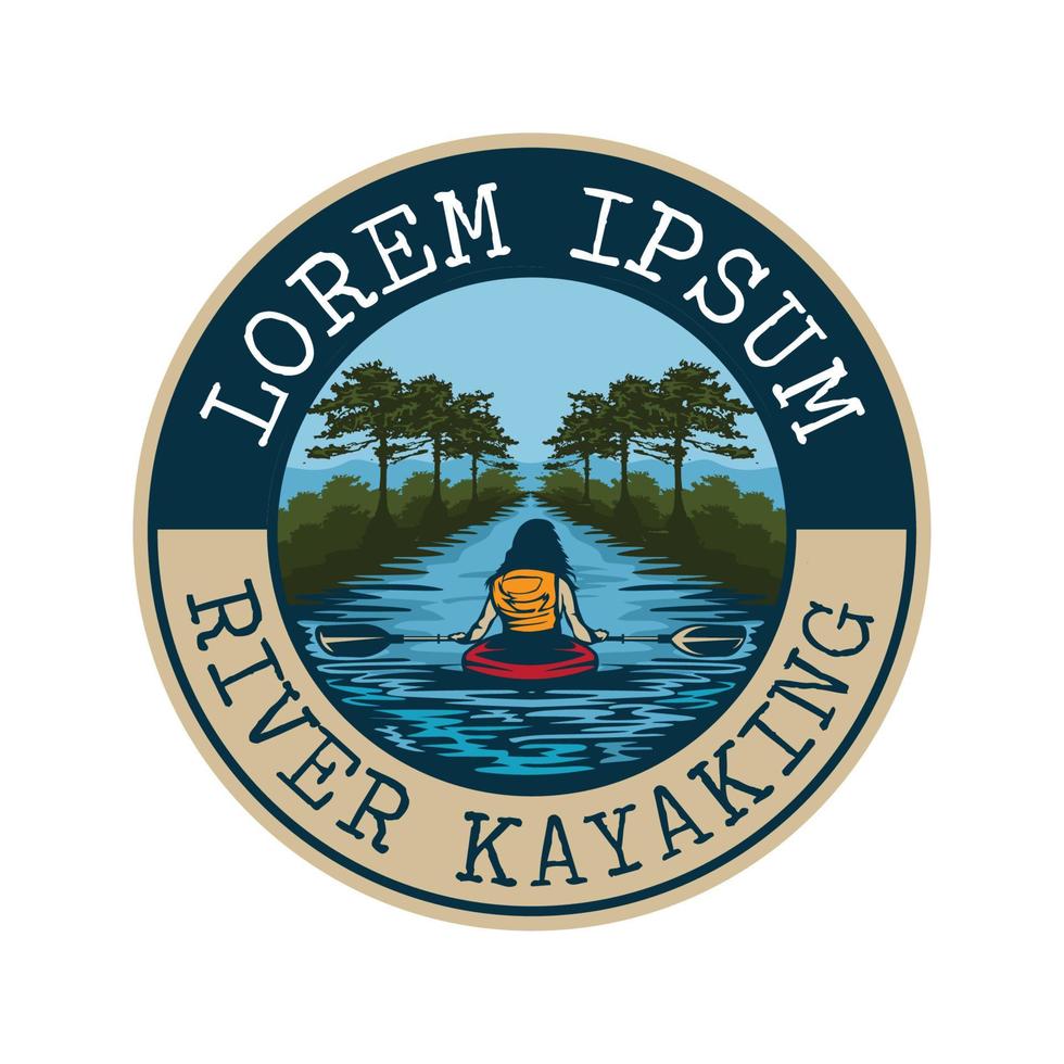 fiume kayak vettore illustrazione distintivo disegno, bene per club logo, avventura in viaggio vacanza viaggio