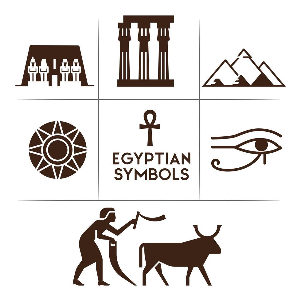 egiziano simboli e faraonico simboli vettore
