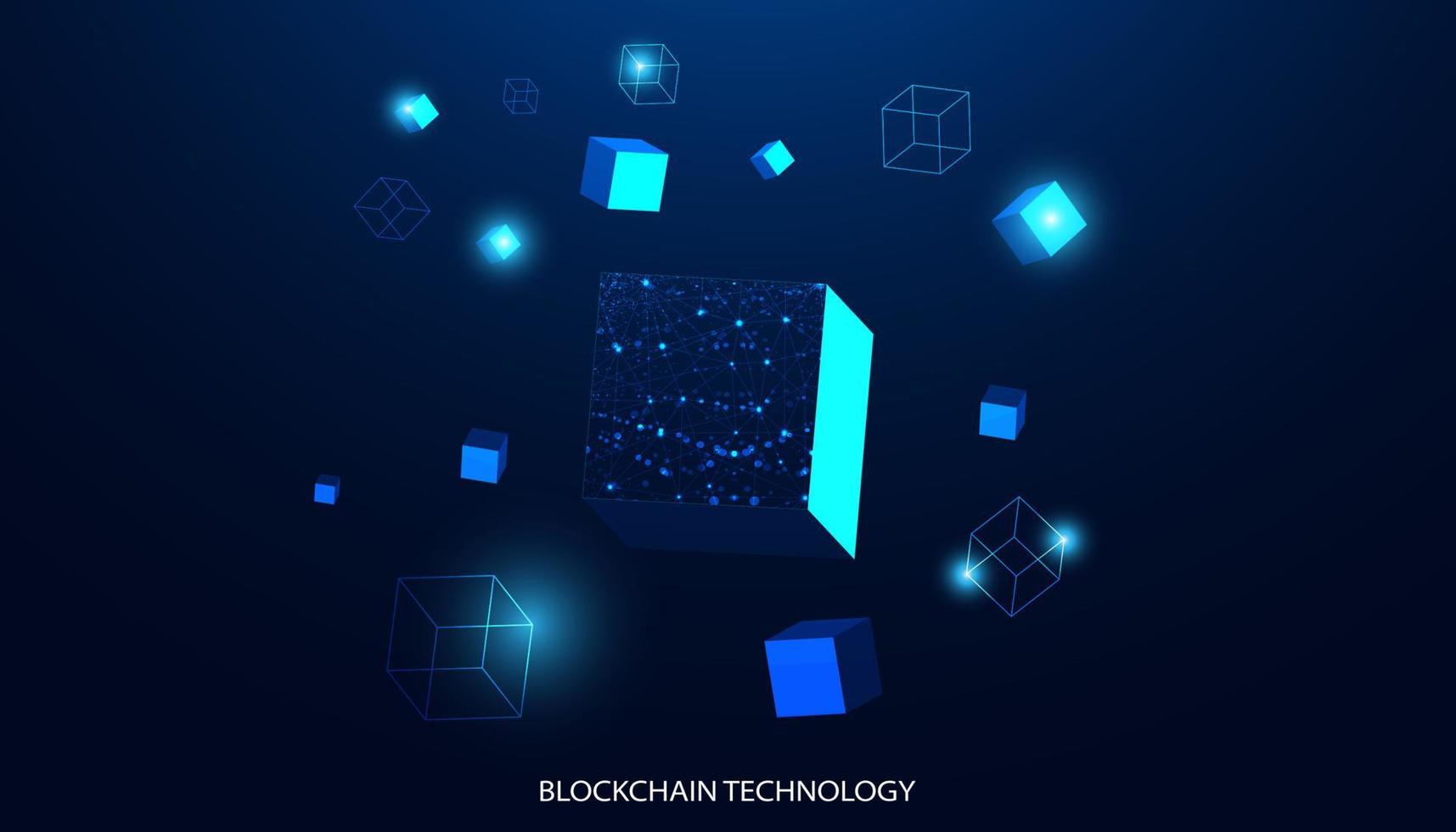 astratto piazza scatola concetto digitale tecnologia futuristico moderno criptovaluta blockchain connessione Rete su blu sfondo vettore