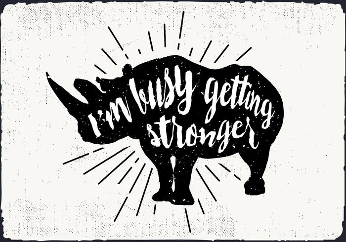 Illustrazione della siluetta del rinoceronte di vettore libero con tipografia