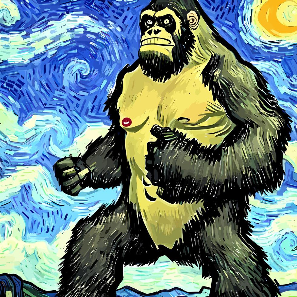 gigante gorilla calpestare attraverso il terra vettore