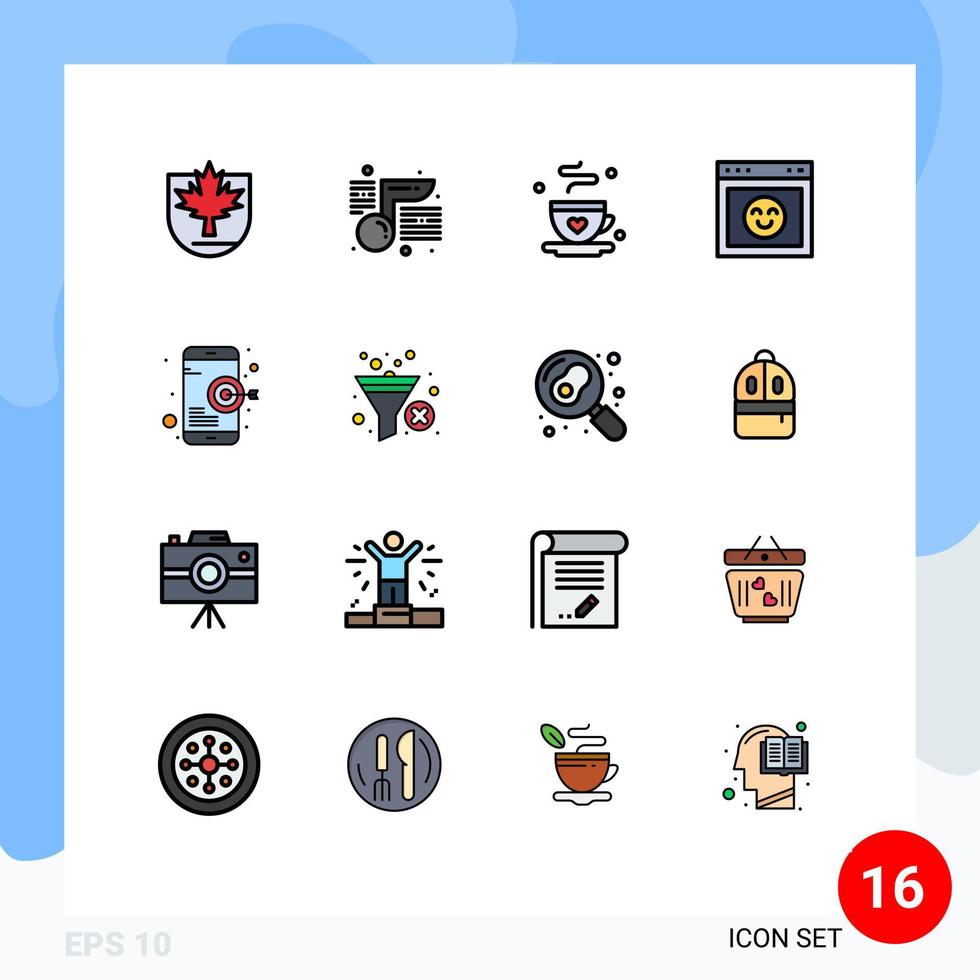 gruppo di 16 piatto colore pieno Linee segni e simboli per SEO sito web caffè interfaccia del browser modificabile creativo vettore design elementi