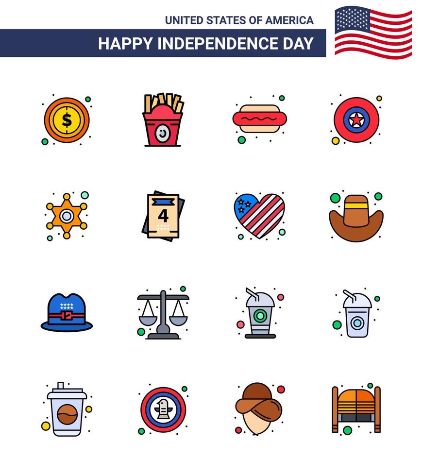 16 creativo Stati Uniti d'America icone moderno indipendenza segni e 4 ° luglio simboli di stella uomini caldo cane stella distintivo modificabile Stati Uniti d'America giorno vettore design elementi