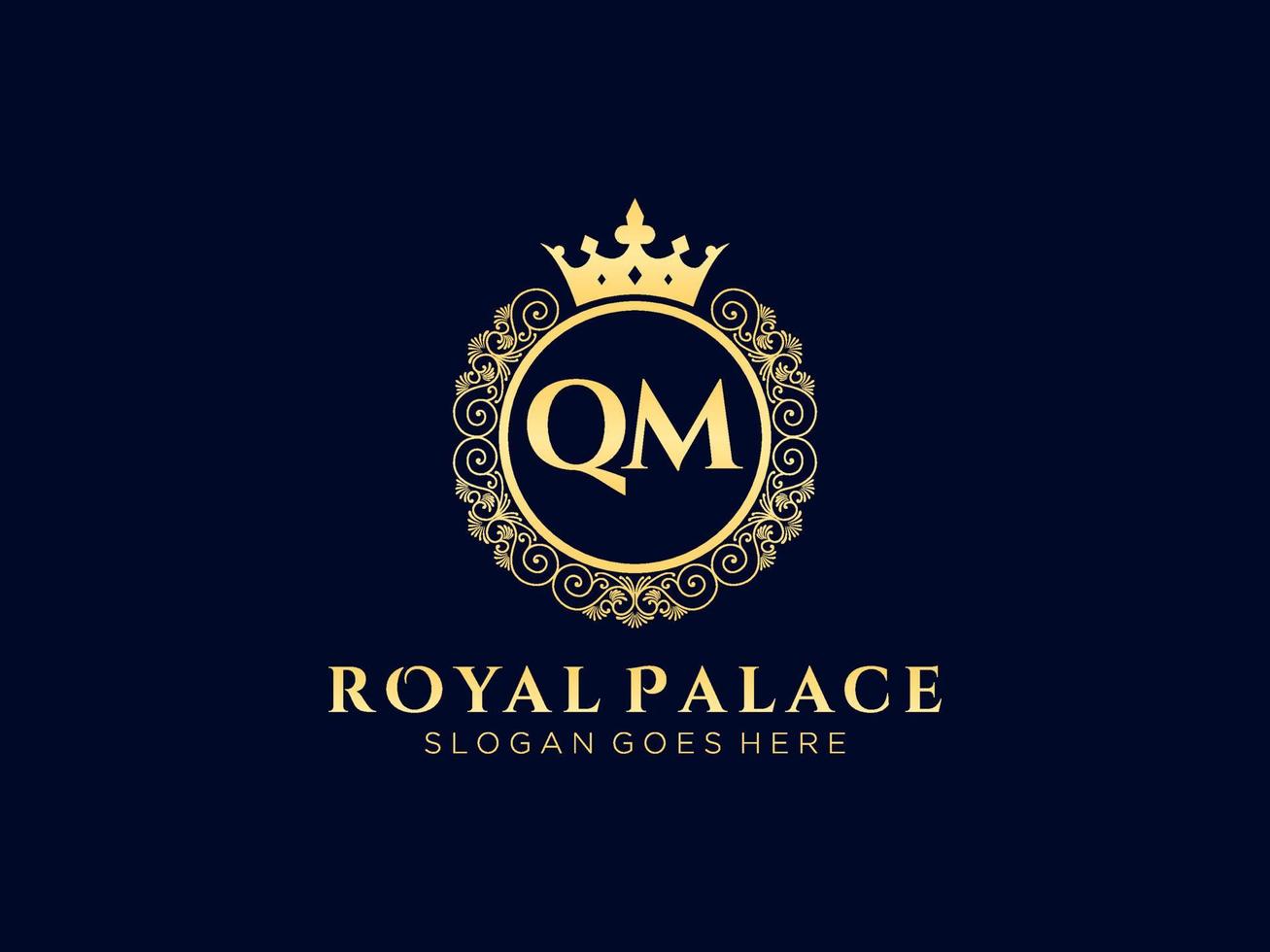 lettera qm antico reale lusso vittoriano logo con ornamentale telaio. vettore