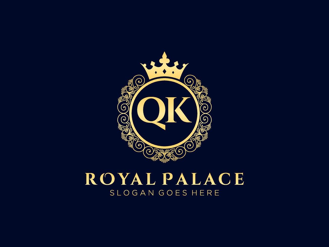 lettera qk antico reale lusso vittoriano logo con ornamentale telaio. vettore