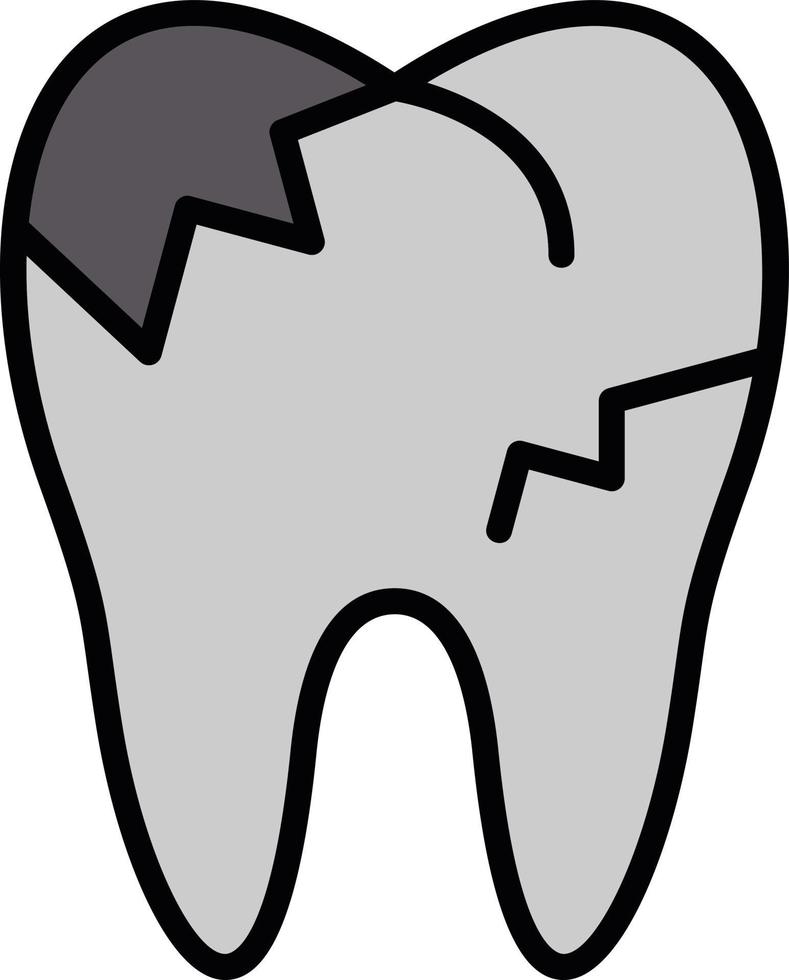 cariato denti linea pieno icona vettore