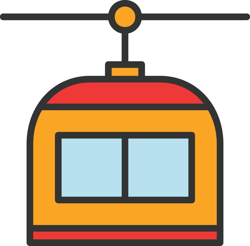 seggiovia linea pieno icona vettore
