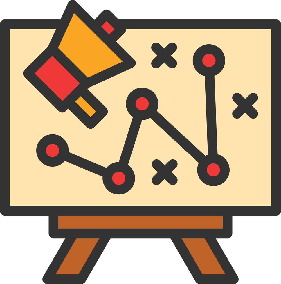 marketing strategia linea pieno icona vettore