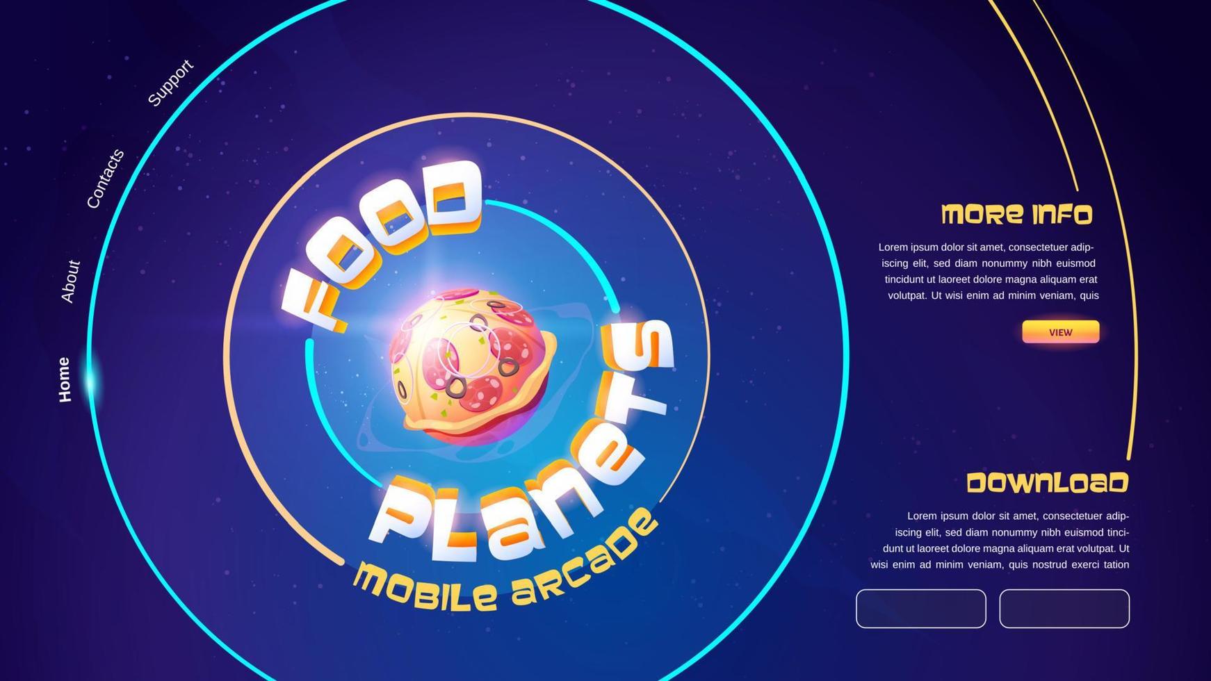 cibo pianeti mobile portico gioco sito web vettore