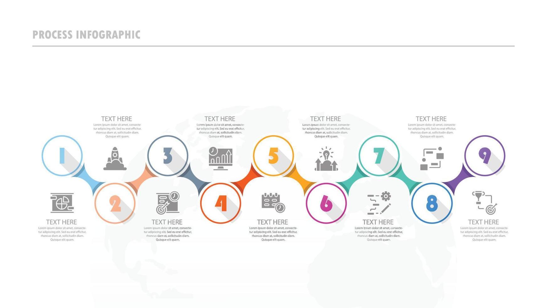 processi Infografica con 9 passi, processi o opzioni. vettore