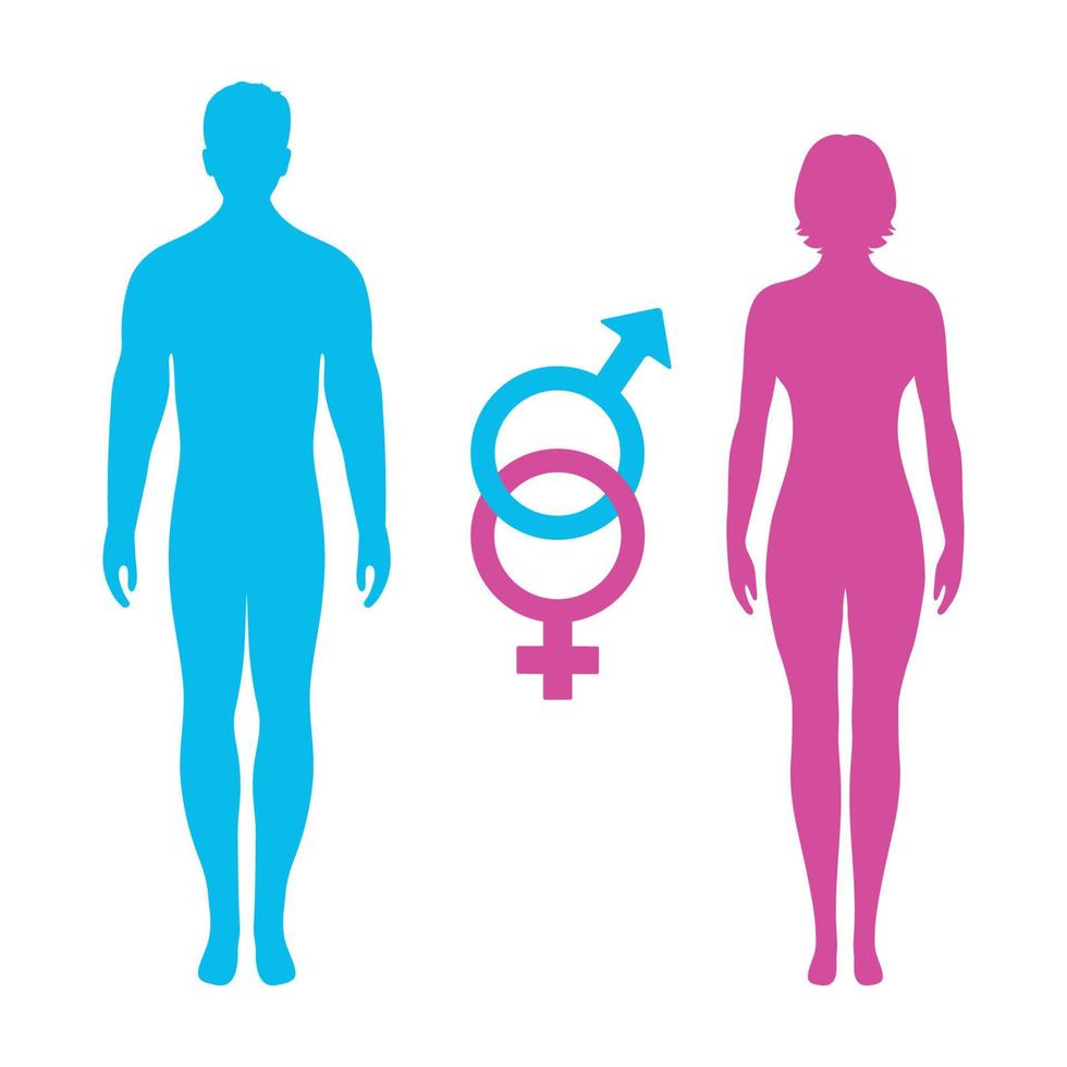 illustrazione di silhouette di uomo e donna con Genere simbolo vettore