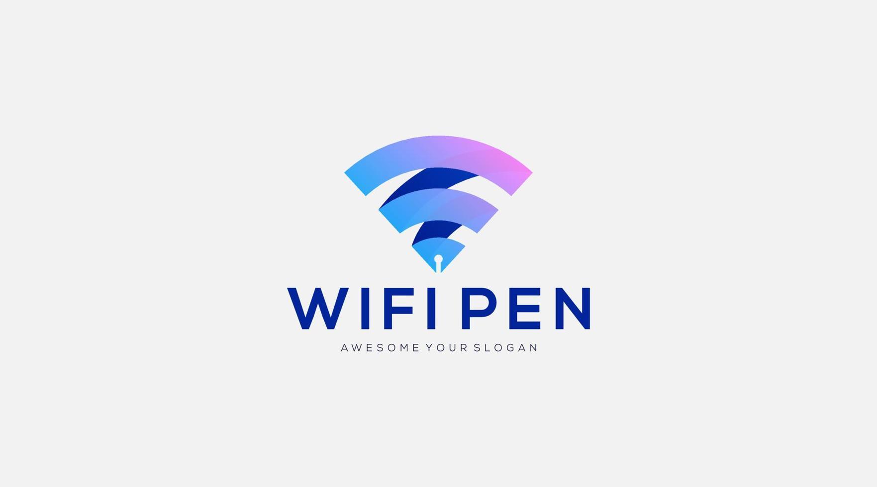 Wi-Fi penna logo design vettore illustrazione