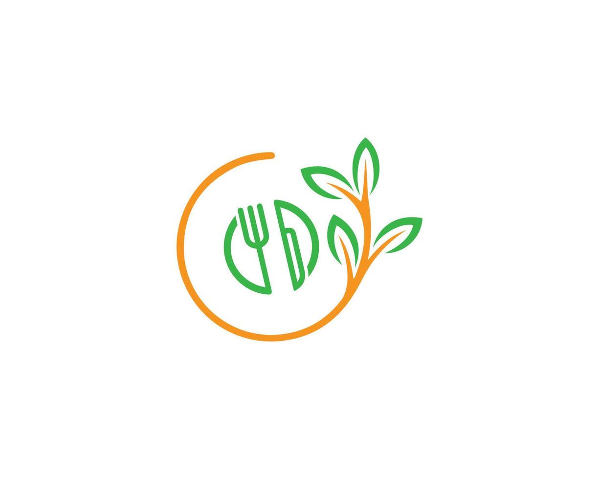 verde biologico cibo e eco cibo logo design vettore modello.