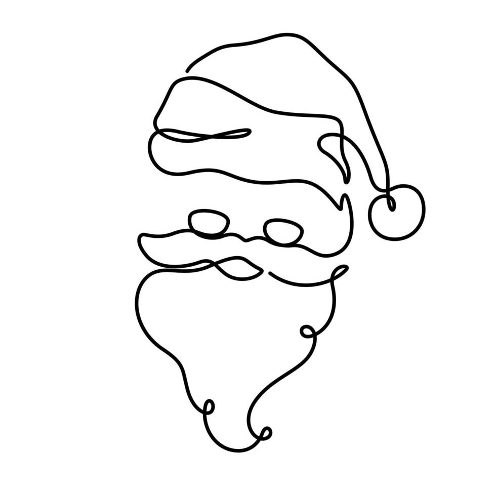 Santa Claus felice viso nel continuo linea disegno stile vettore