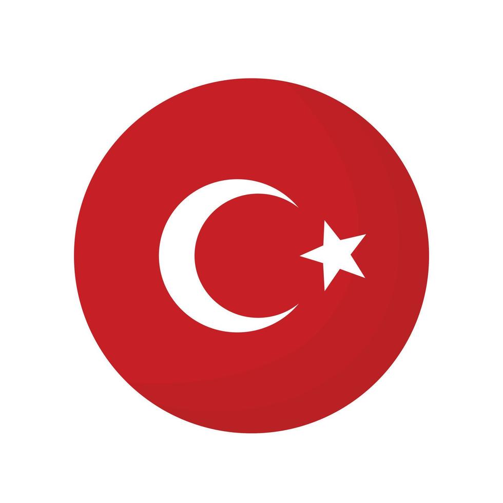 Turco bandiera logo emblema nel cerchio forma. Turco islamico illustrazione icona concetto. vettore