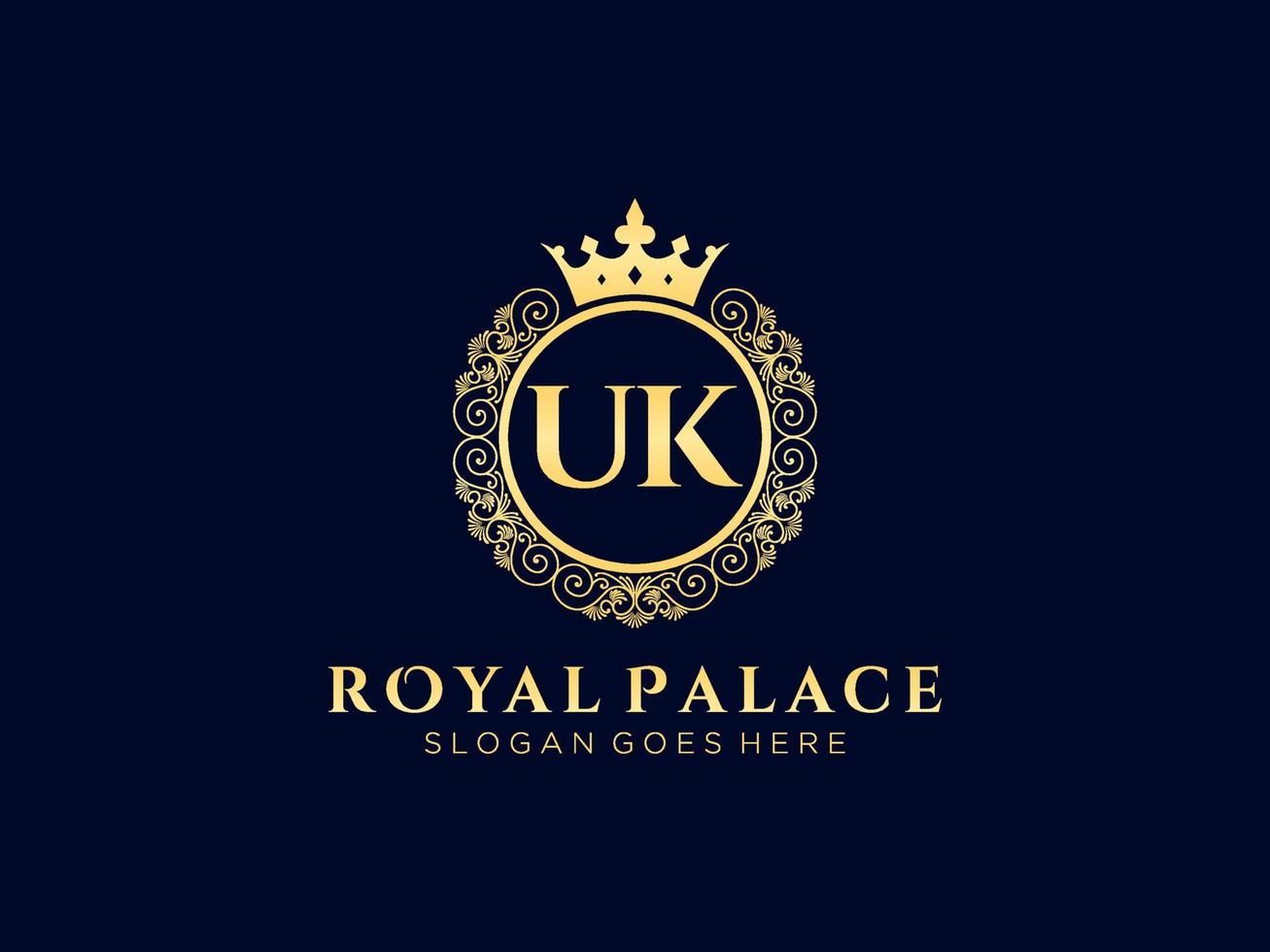 lettera UK antico reale lusso vittoriano logo con ornamentale telaio. vettore