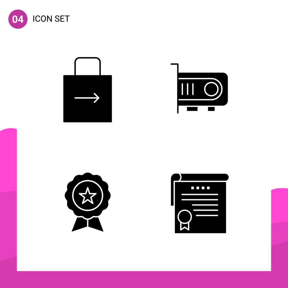 glifo icona impostato imballare di 4 solido icone isolato su bianca sfondo per di risposta sito web design Stampa e mobile applicazioni vettore