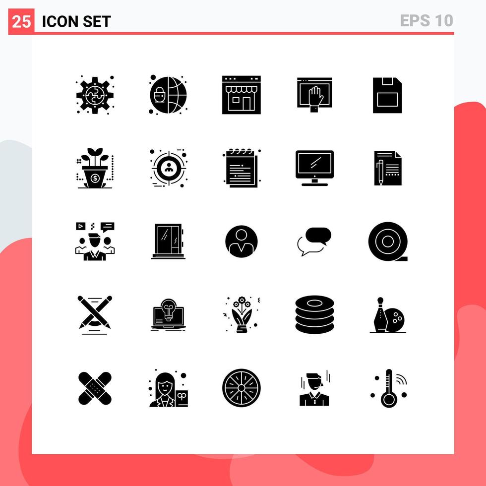 imballare di 25 moderno solido glifi segni e simboli per ragnatela Stampa media come come Aperto gratuito del browser soddisfare negozio modificabile vettore design elementi