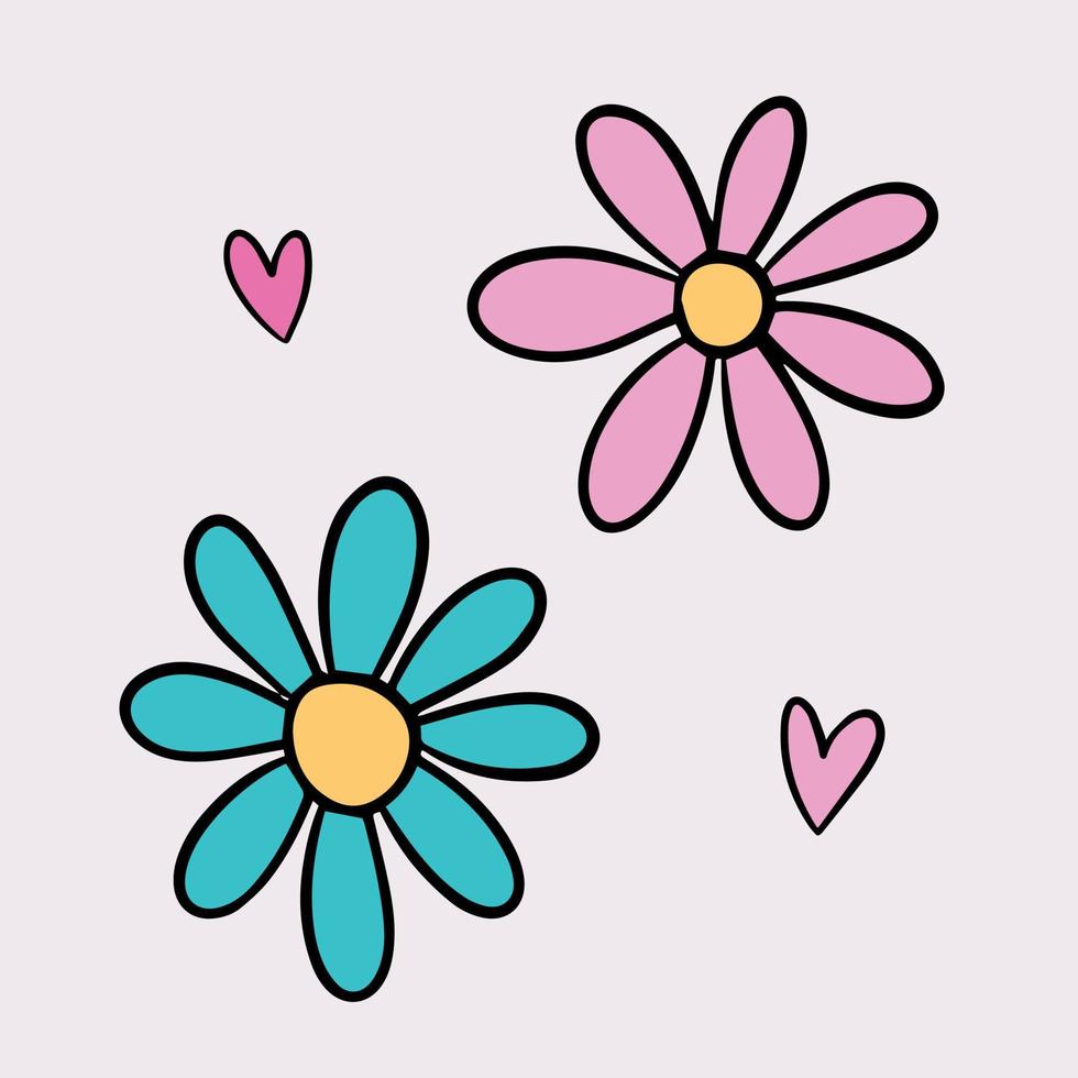 divertente 00s etichetta di fiori. mano disegnato cartone animato y2k illustrazione. nostalgia per il 2000 anni vettore