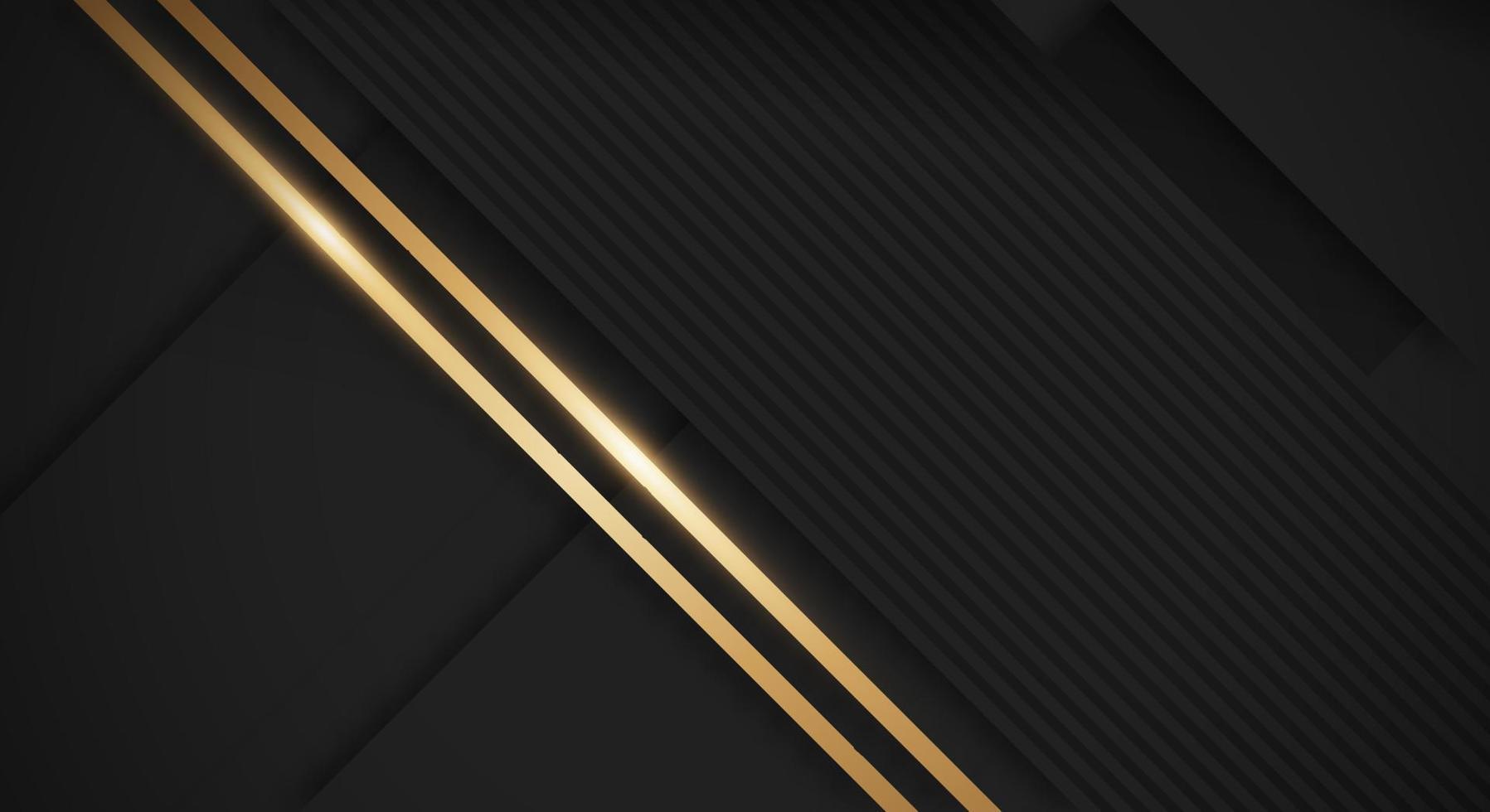 astratto nero sfondo con d'oro Linee lusso stringhe. geometrico fondale con strutturato carta strati per attività commerciale presentazione modello vettore