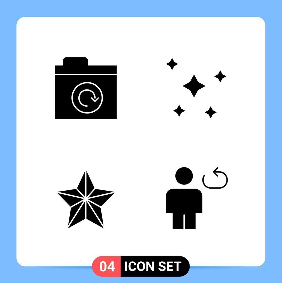 4 solido nero icona imballare glifo simboli per mobile applicazioni isolato su bianca sfondo 4 icone impostato vettore