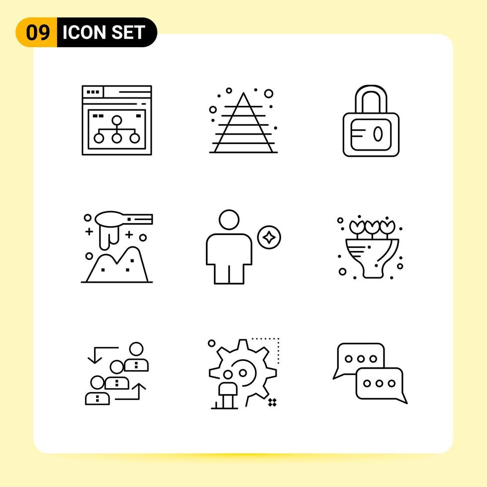9 creativo icone per moderno sito web design e di risposta mobile applicazioni 9 schema simboli segni su bianca sfondo 9 icona imballare vettore