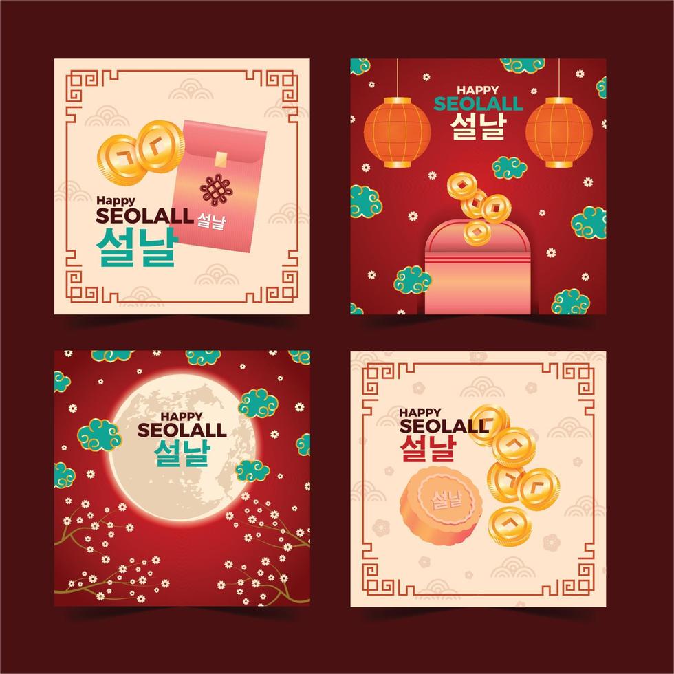 seola coreano nuovo anno sociale media inviare vettore