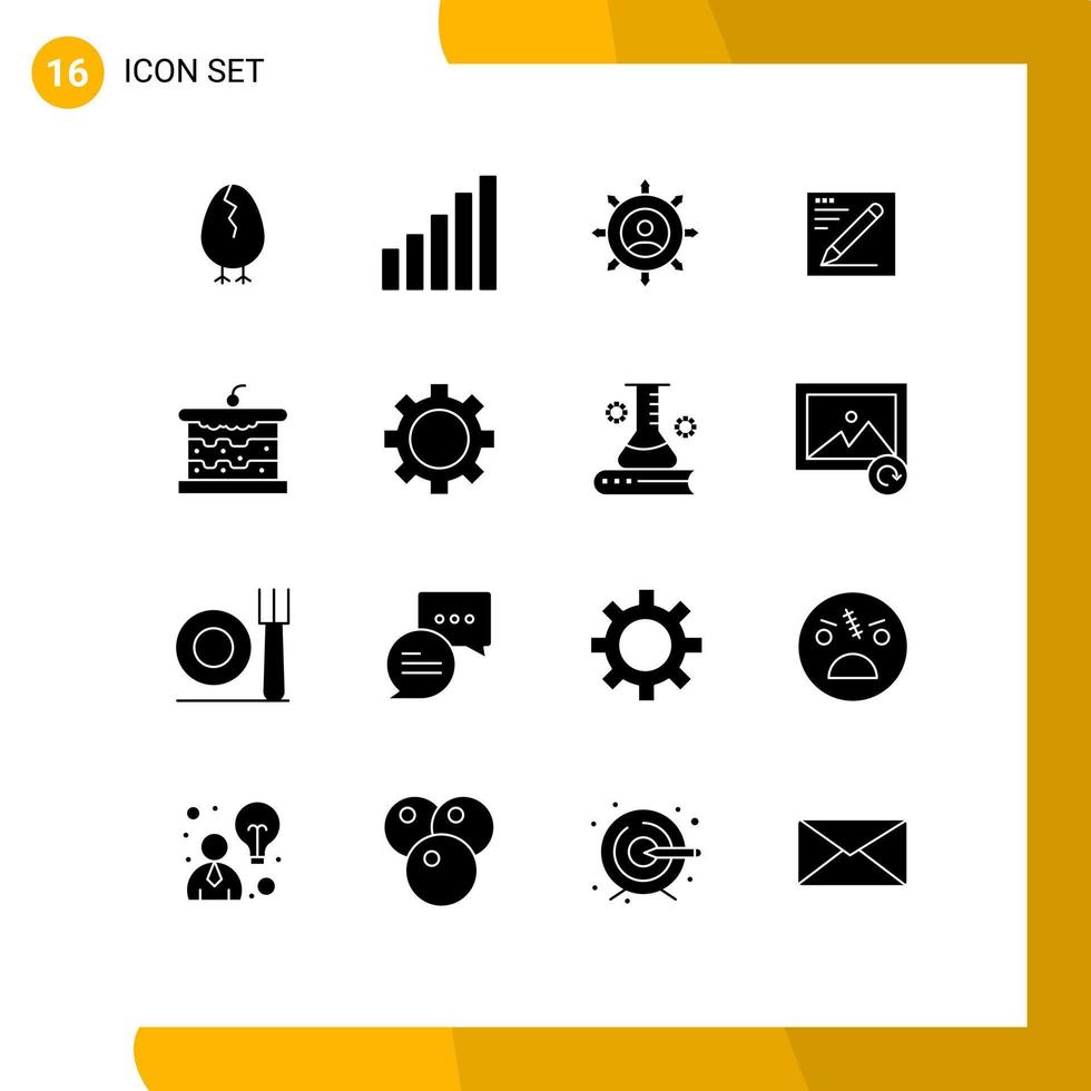 16 utente interfaccia solido glifo imballare di moderno segni e simboli di pane formazione scolastica connessione testo del browser modificabile vettore design elementi