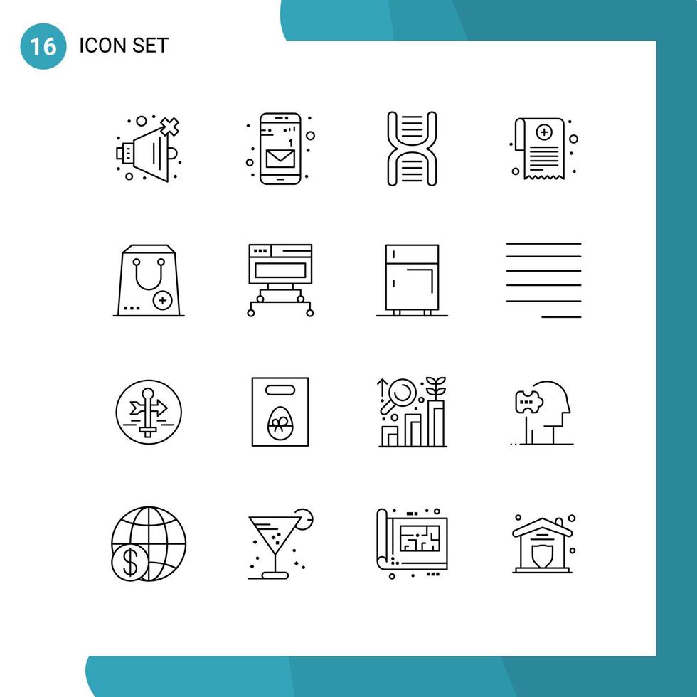 mobile interfaccia schema impostato di 16 pittogrammi di commercio Inserisci formazione scolastica rapporto medicazione modificabile vettore design elementi