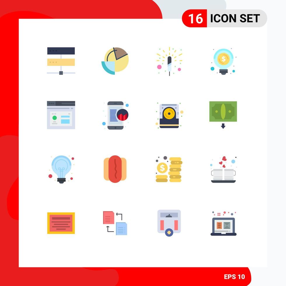 16 creativo icone moderno segni e simboli di del browser idea diagramma attività commerciale scintilla modificabile imballare di creativo vettore design elementi