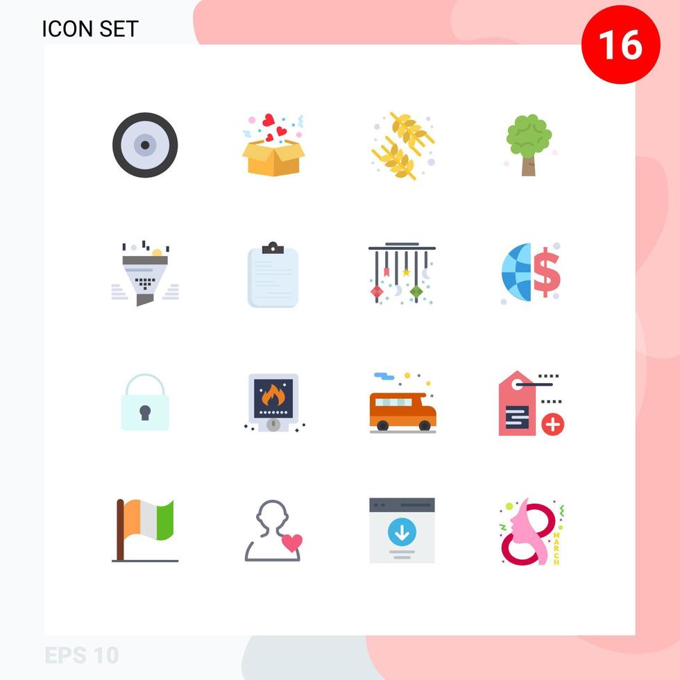 moderno impostato di 16 piatto colori pittogramma di filtro natura dieta Mela albero albero modificabile imballare di creativo vettore design elementi