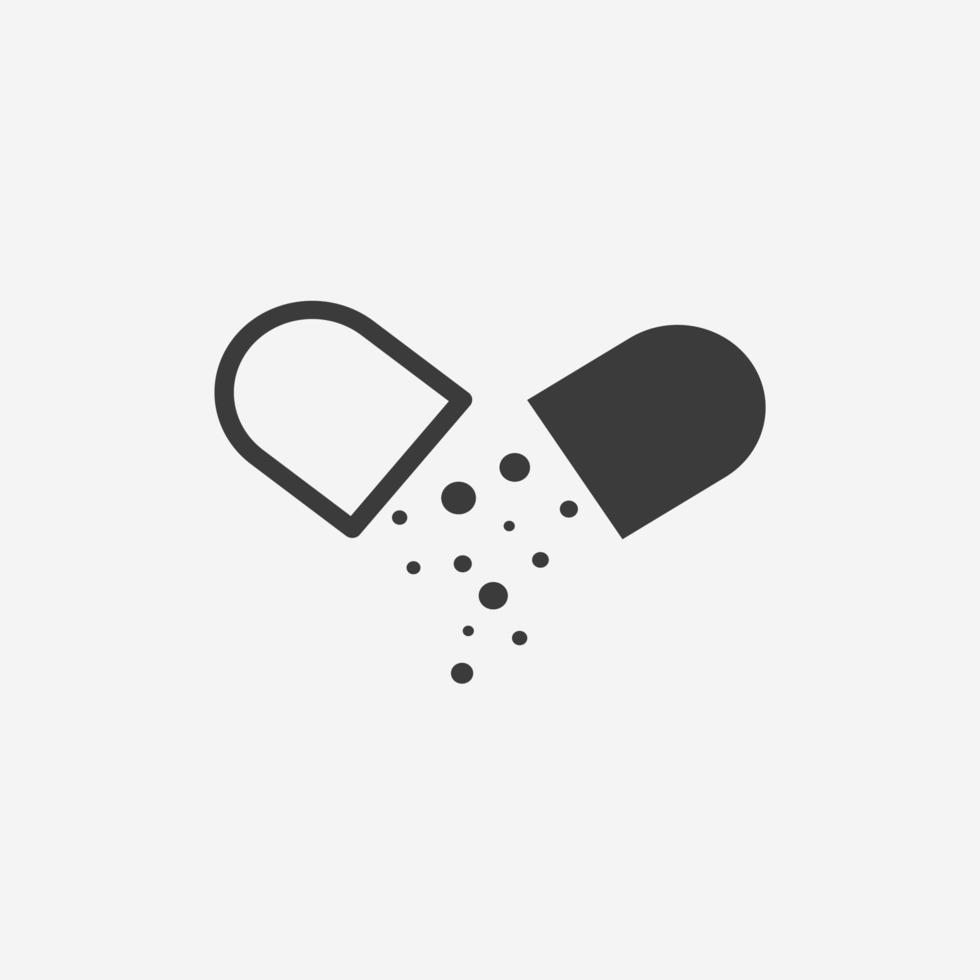 pillola, droga, capsula, tavoletta, farmacia icona vettore isolato simbolo cartello