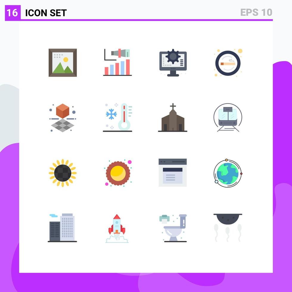 impostato di 16 moderno ui icone simboli segni per Fumo posto termine sigaretta processi modificabile imballare di creativo vettore design elementi