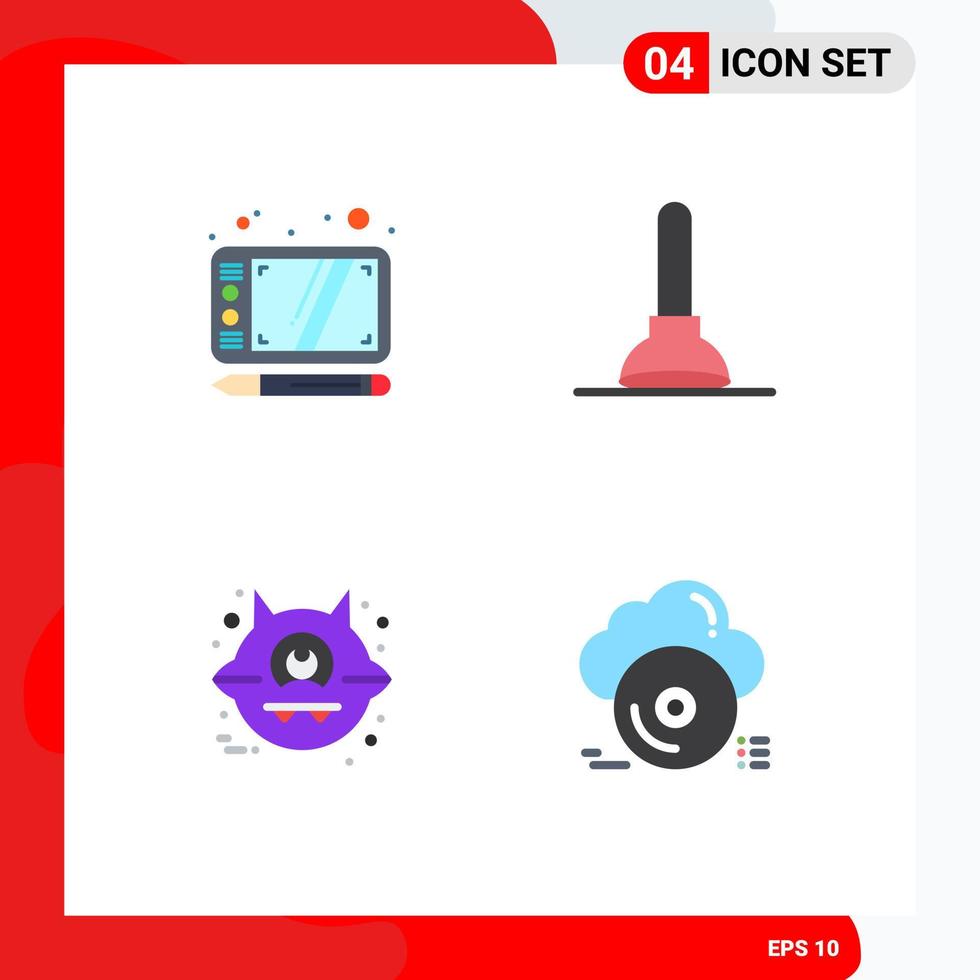 4 utente interfaccia piatto icona imballare di moderno segni e simboli di design CD pistone animale archivio modificabile vettore design elementi