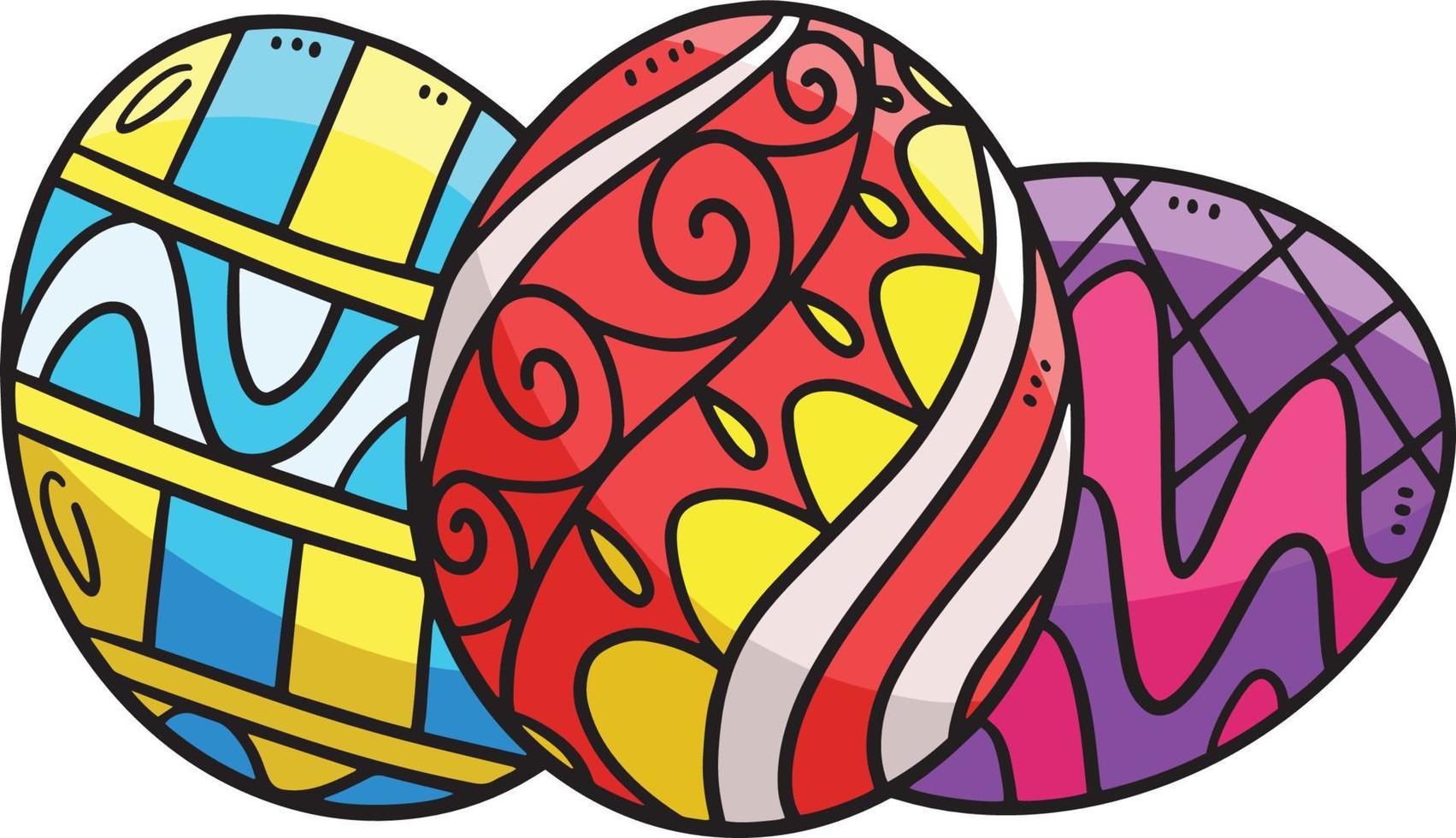 tre Pasqua uova cartone animato colorato clipart vettore