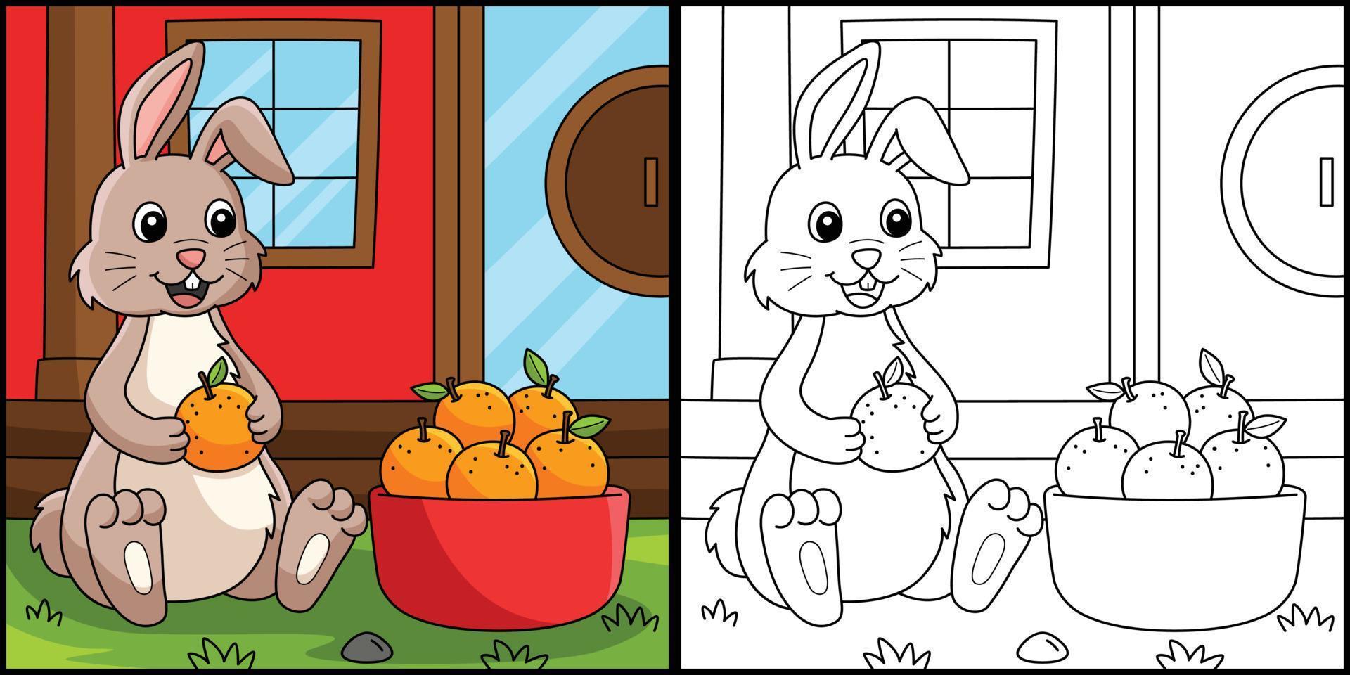 coniglio Tenere mandarino colorazione pagina illustrazione vettore
